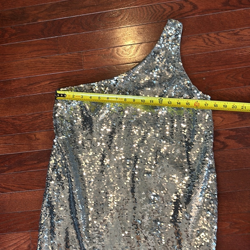 ANTHROPOLOGY /MAUVE sequin one shoulder party dress S Christmas new years - Picture 8 of 8